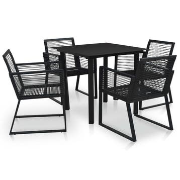 vidaXL 5-delige Tuinset PVC-rattan zwart, Tuin en Terras, 4 zitplaatsen, Kunststof, Verzenden, Nieuw