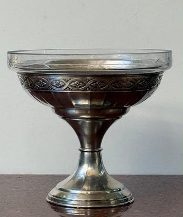 Kom - Verzilverd, Kristal, Antiek en Kunst