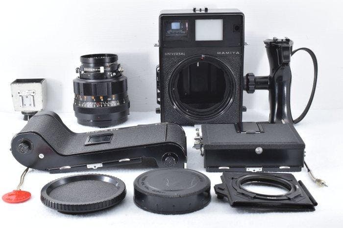 Mamiya Universal Press + Mamiya-Sekor P 4.7/127mm + Handle +, Audio, Tv en Foto, Fotocamera's Analoog