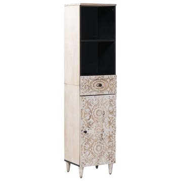 vidaXL Badkamerkast met lade Wit 38 x 33,5 x 160 cm Massief, Huis en Inrichting, Badkamer | Badkamermeubels, Verzenden, Nieuw