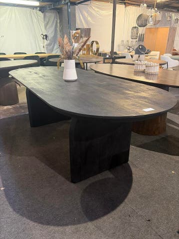 Half ovale eettafel zwart SUPERGOEDKOOP!, Ophalen, 100 tot 150 cm, Vijf personen of meer, Ovaal