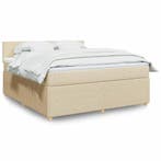 vidaXL Boxspring met matras stof crèmekleurig 180x200 cm, Eenpersoons, Verzenden, Nieuw, 80 cm