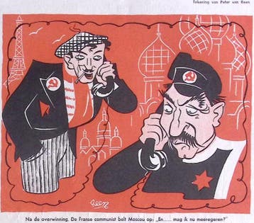 Spotprent over de verkiezingen in Frankrijk in 1936 op sp..., Antiek en Kunst, Kunst | Litho's en Zeefdrukken, Verzenden