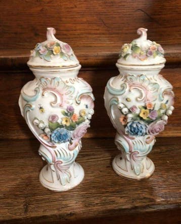porcelaine de Sitzendorf de Dresde - Vaas (2) - Porselein