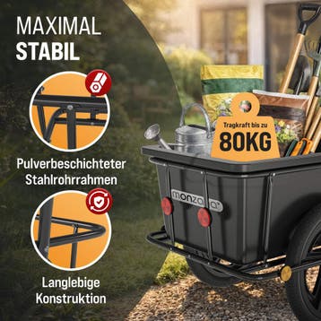Fietskar Zwart Staal Kunststof 71x50x31cm 90 Liter, Auto diversen, Verzenden, Nieuw