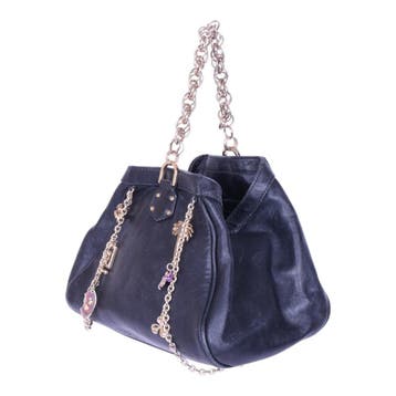 Versace for H&M Leren Charm Tas met Kettinghengsel - Zwart, Verzenden, Zo goed als nieuw