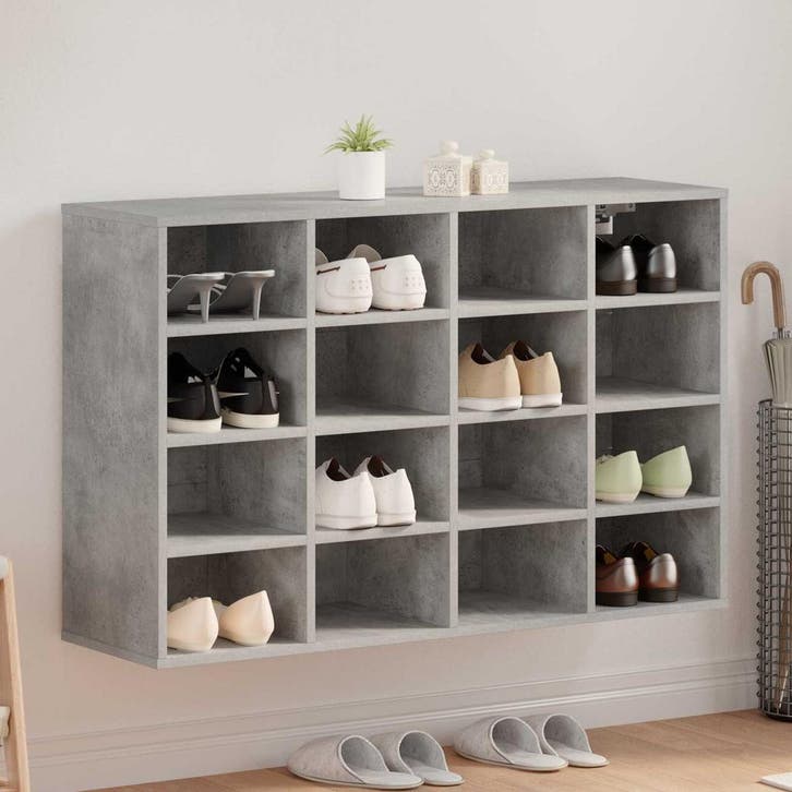 vidaXL Schoenenkast 103 x 30 x 67 cm Bewerkt hout Betongrijs, Huis en Inrichting, Kasten | Schoenenrekken, Nieuw, Verzenden