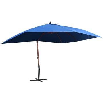 vidaXL Zweefparasol met houten paal 400x300 cm blauw, Verzenden, Nieuw, Meer dan 4 meter, Zweefparasol