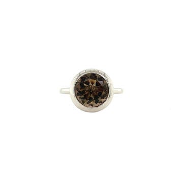 Witgouden ring met rookkwarts 18 krt, Verzenden, Zo goed als nieuw, Goud