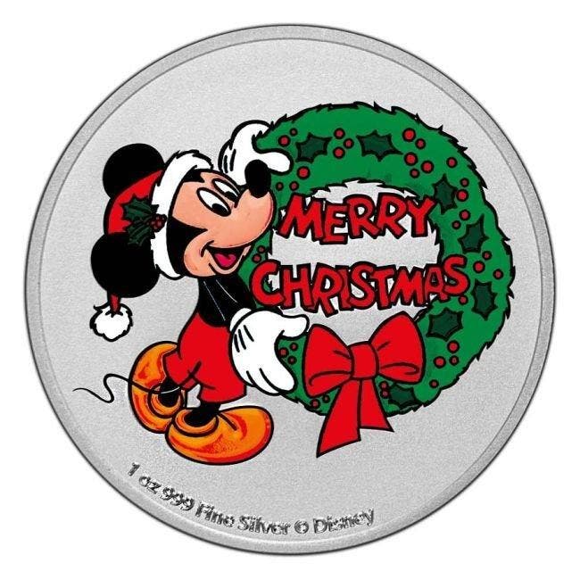 Niue. 2 Dollars 2021 1oz $2 NZD Niue Mickey Mouse Christmas, Postzegels en Munten, Edelmetalen en Baren