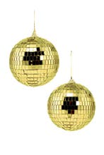 2x Discobal Goud Ø 10 cm Klein Gouden Discobol Spiegelbol Gl, Ophalen of Verzenden, Nieuw, Feestartikel, Carnaval
