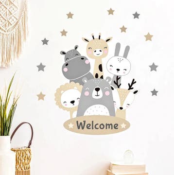 Grote muur- of deur stickerset Rainbow meetlint, Verzenden, Nieuw, Wanddecoratie
