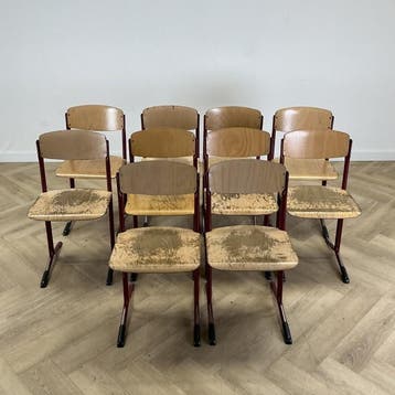 Eromes set van 10 schoolstoelen zithoogte 45 cm (blauwe, Ophalen of Verzenden, Gebruikt, Hout, Eén