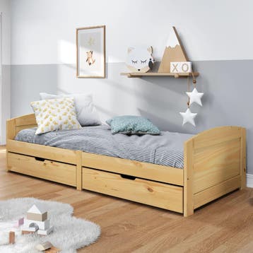 vidaXL Slaapbank met 2 lades IRUN 90x200 cm massief, 90 cm, Eenpersoons, Bruin, Verzenden