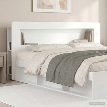 vidaXL Hoofdbordkast met opslag Hoogglans Wit Geconstrueerd, Huis en Inrichting, Slaapkamer | Bedden, Verzenden, Nieuw, Wit, Hout