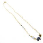 Gouden barokparel collier met chalcedoon en sodaliet; Sch..., Gebruikt, Overige kleuren, Ophalen of Verzenden, Met edelsteen
