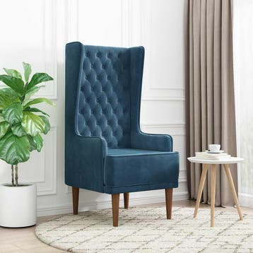 vidaXL Stoel met hoge rugleuning Blauw fluweel, Verzenden, Nieuw
