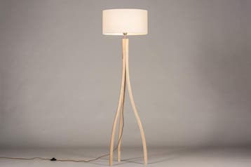 Rietveld Vloerlampen - Wit, Hout - Stof, Hout, Verzenden, Nieuw