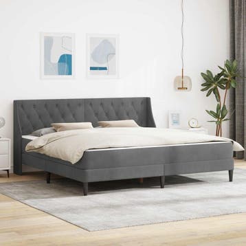 vidaXL Bedframe met matras Donkergrijs 180 x 200 cm Fluweel, Verzenden, Nieuw