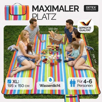 Picknickdeken Gekleurd 1,95x1,50m (Buitenleven artikelen), Verzenden, Nieuw