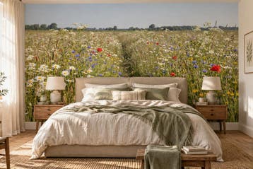 Bloemenweide fotobehang – natuur behang op maat, Verzenden, Fotobehang