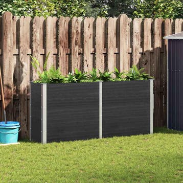 vidaXL Plantenbak verhoogd 200x50x91 cm HKC grijs, Tuin en Terras, Bloembakken en Plantenbakken, 100 cm of meer, Verzenden, Nieuw
