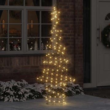 vidaXL Kerstboom met 240 LED Warmwit 180 cm Rattan, Diversen, Kerst, Verzenden, Nieuw