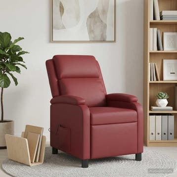 vidaXL Massage Recliner Wijnrood Kunstleer, Huis en Inrichting, Verzenden, Nieuw