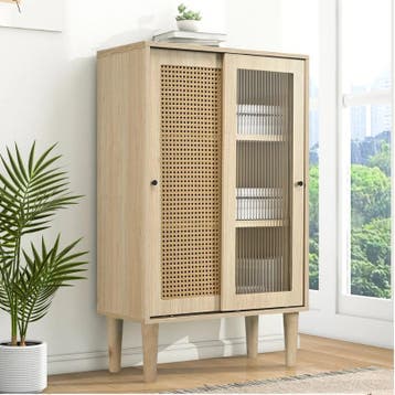 Eiken Sideboard met Schuifdeuren – Kast met 6 Vakken 60×40×1, Verzenden, Nieuw