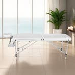 Massagetafel 2 zones met matras en aluminium frame - wit, Sport en Fitness, Massageproducten, Verzenden, Nieuw