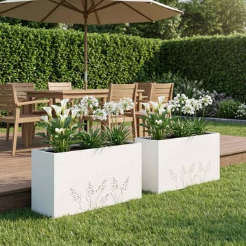 vidaXL Plantenbak 2 st Wit 100 x 20 x 49 cm Koudgewalst, Verzenden, Minder dan 60 cm, Nieuw, Metaal