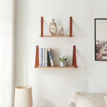 Wandplank Utsira set van 2 bruin en eikenkleurig [en.casa], Verzenden, Nieuw