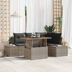 vidaXL Tuin Sofa Set met opslag 5 pcs Grijs Poly riet, Verzenden, Nieuw, Rotan