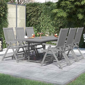 vidaXL 7-delige Tuinset massief acaciahout, Tuin en Terras, Tuinsets en Loungesets, 6 zitplaatsen, Nieuw, Tuinset, Verzenden