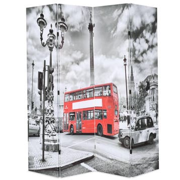 vidaXL Kamerscherm inklapbaar Londen bus 160x170 cm zwart en, Huis en Inrichting, Woonaccessoires | Kamerschermen, Verzenden, Nieuw