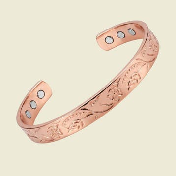 Koperen gezondheids-klemarmband bloemmotief met 6 magneten, Sieraden, Tassen en Uiterlijk, Ophalen of Verzenden, Nieuw