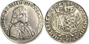 1/6 taler, daalder 1681, Sachsen-kurlinie ab 1547 (albert..., Verzenden