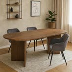 Mangohouten Eettafel Eilis 180x100 cm Walnoot, Huis en Inrichting, Tafels | Eettafels, Verzenden, Nieuw, Industriële meubels, Overige vormen