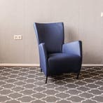 2x Montis Windy Fauteuil Kobaltblauw Leer - Zwart, Ophalen, 75 tot 100 cm, Zo goed als nieuw, Leer