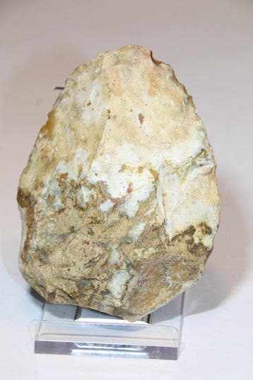 Paleolithisch Vuursteen Bifaciaal werktuig - 110 mm (Zonder