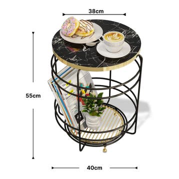 [en.casa] Bijzettafel Padasjoki rond met 1 plank 55xØ40 cm g, Verzenden, Nieuw