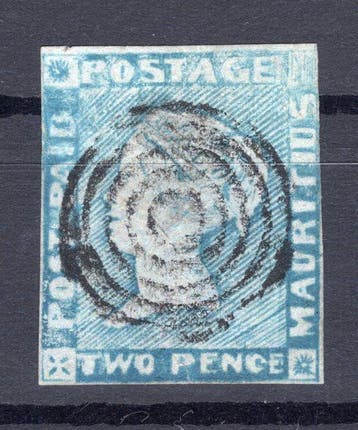 Mauritius 1848/1856 - Mauritius 1859 2d Blau Post Paid (SG, Gestempeld