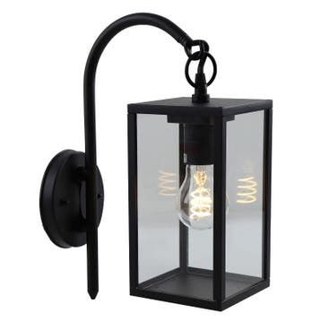 Klassieke buitenlamp zwart, Janco, IP44, Ophalen of Verzenden, Nieuw, Glas, Wandlamp