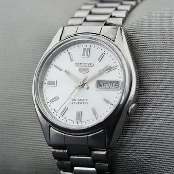Seiko - 5 Automatic White Dial - Zonder minimumprijs -