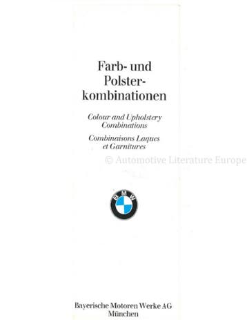 1971 BMW PROGRAMMA KLEUREN EN BEKLEDING BROCHURE, Nieuw, BMW, Author