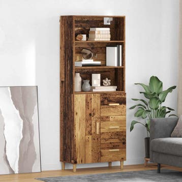 vidaXL buffetkast Oud Hout 69,5 x 32,5 x 180 cm Bewerkt hout, Minder dan 50 cm, Verzenden, Nieuw, Minder dan 100 cm