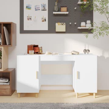 vidaXL Bureau 140x50x75 cm bewerkt hout wit, Verzenden, Nieuw