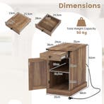 LIVSK Oplaadstation Neerklapbaar Bijzettafel Nacht... - Hout, Verzenden, Nieuw
