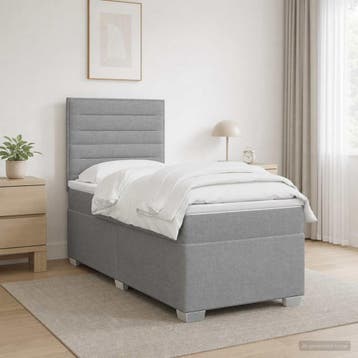 vidaXL Boxspringbed met matras Lichtgrijs 90 x 200 cm Stof, Verzenden, Nieuw, Eenpersoons