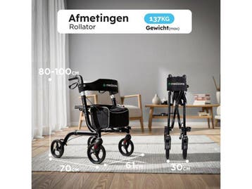 Medzone Fortis - Rollator - Lichtgewicht Opvouwbaar, Verzenden, Nieuw
